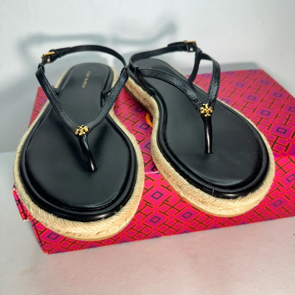 TORY BURCH Delicate Logo Thong - T-Bar Sandals casual outdoor summer vacation